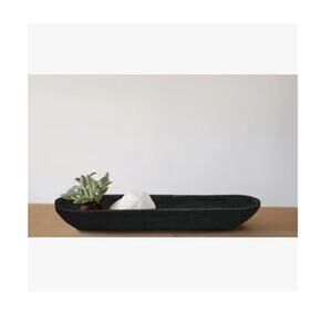 Kailyn Wood Decorative Bowl Black 23" Long Modern Farmhouse Centerpiece Tray
